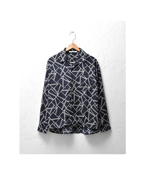 MinoriTY（マイノリティ）の「メンズジオメトリック長袖オープンカラーシャツ（シャツ/ブラウス・メンズ・ブラック/ブラック系その他/ブルー系その他/ネイビー・M/L）」の14枚目の写真