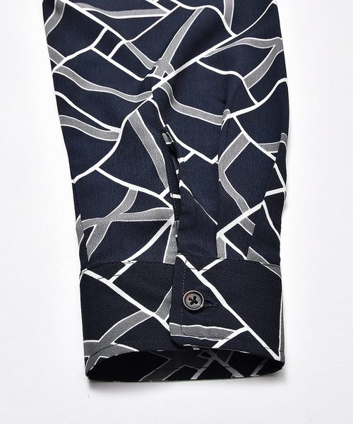 MinoriTY（マイノリティ）の「メンズジオメトリック長袖オープンカラーシャツ（シャツ/ブラウス・メンズ・ブラック/ブラック系その他/ブルー系その他/ネイビー・M/L）」の16枚目の写真