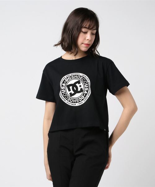 DC(ディーシー)の「フロントロゴTシャツ ショート丈 クロップド丈6126J954W(Tシャツ/カットソー・レディース・ホワイト/ピンク/ブラック×ホワイト・S/M)」の3枚目の写真