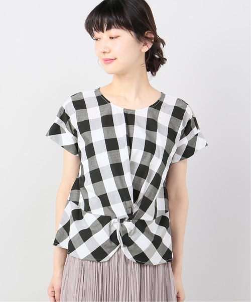 JOINT WORKS(ジョイントワークス)の「ネジリクロップドチェックブラウス(シャツ/ブラウス・レディース・ブラック/ベージュ/パープル・FREE)」の14枚目の写真