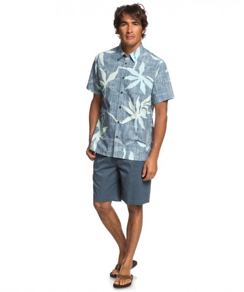 Quiksilver(クイックシルバー)の「GULLY FLORAL/クイックシルバー 半袖 シャツ 総柄(シャツ/ブラウス・メンズ・グリーン/グレー/インディゴブルー・MEDIUM/SMALL/LARGE)」の8枚目の写真
