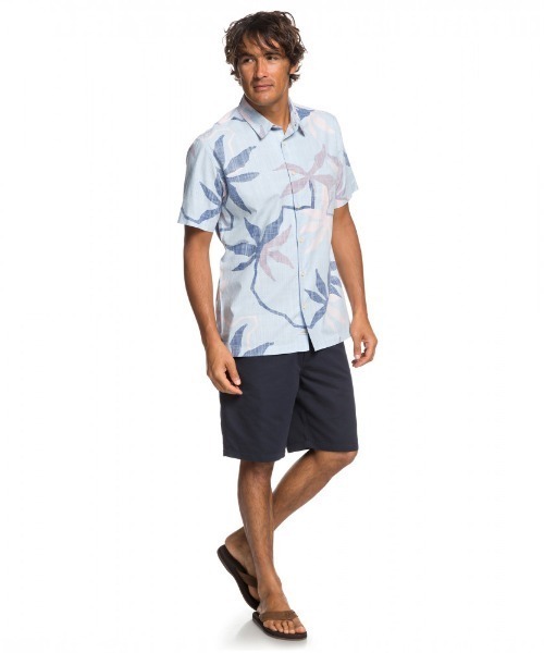 Quiksilver(クイックシルバー)の「GULLY FLORAL/クイックシルバー 半袖 シャツ 総柄(シャツ/ブラウス・メンズ・グリーン/グレー/インディゴブルー・MEDIUM/SMALL/LARGE)」の4枚目の写真