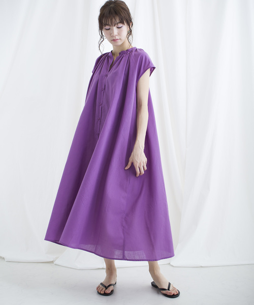 lala Born(ララボーン)の「lalaBorn/60sローンギャザーワンピース(ワンピース・レディース・ブラック/ベージュ/パープル/アイボリー・FREE)」の22枚目の写真