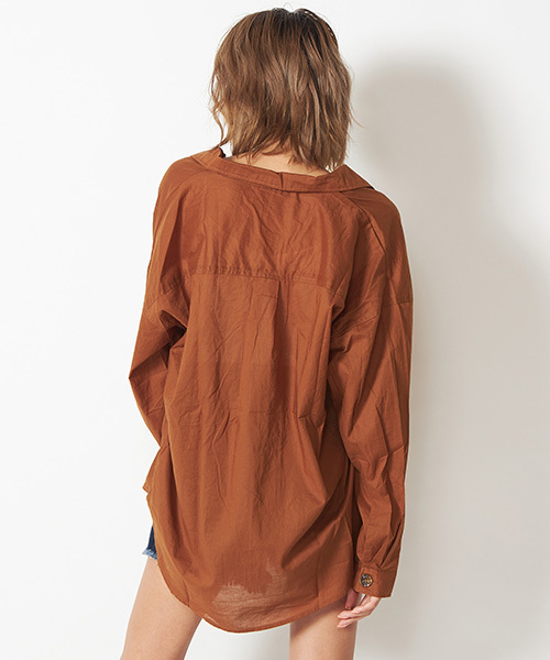 SPIRALGIRL（スパイラルガール）の「コットンオーバーシャツ（シャツ/ブラウス・レディース・オフホワイト/ブラウン/ベージュ・FREE）」の7枚目の写真