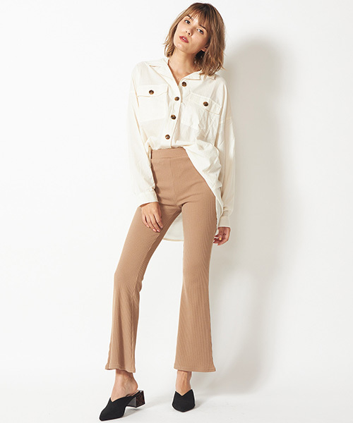 SPIRALGIRL（スパイラルガール）の「コットンオーバーシャツ（シャツ/ブラウス・レディース・オフホワイト/ブラウン/ベージュ・FREE）」の5枚目の写真