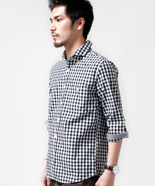 NANO universe（ナノユニバース）の「WEB限定 / BIGギンガムsh 7/S（シャツ/ブラウス・メンズ・ブラック/ネイビー/パープル/ブルー・LARGE/SMALL/MEDIUM/X-LARGE）」の11枚目の写真