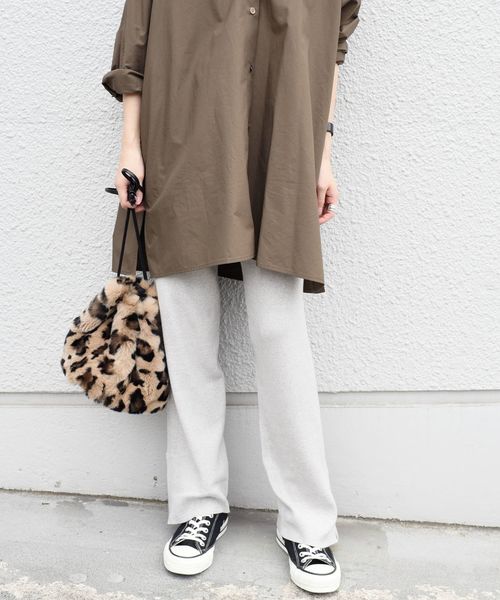 SHIPS（シップス）の「コットンレーヨンニットパンツ◇（その他パンツ・レディース・ブラック/ライトグレー/ブラウン・ONE SIZE）」の3枚目の写真