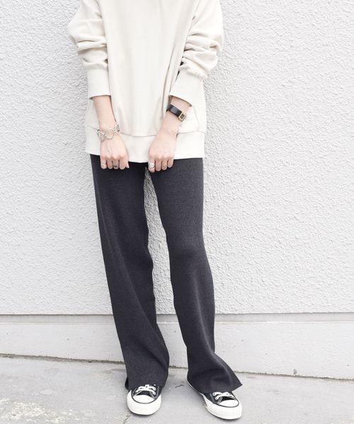 SHIPS（シップス）の「コットンレーヨンニットパンツ◇（その他パンツ・レディース・ブラック/ライトグレー/ブラウン・ONE SIZE）」の2枚目の写真