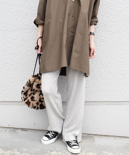 SHIPS（シップス）の「コットンレーヨンニットパンツ◇（その他パンツ・レディース・ブラック/ライトグレー/ブラウン・ONE SIZE）」の4枚目の写真