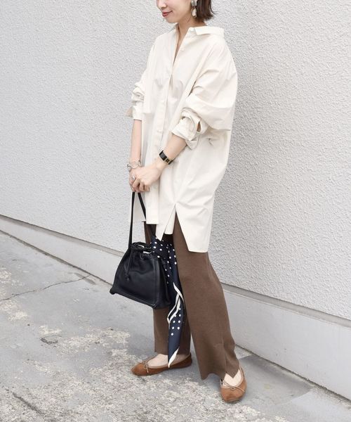 SHIPS（シップス）の「コットンレーヨンニットパンツ◇（その他パンツ・レディース・ブラック/ライトグレー/ブラウン・ONE SIZE）」の6枚目の写真