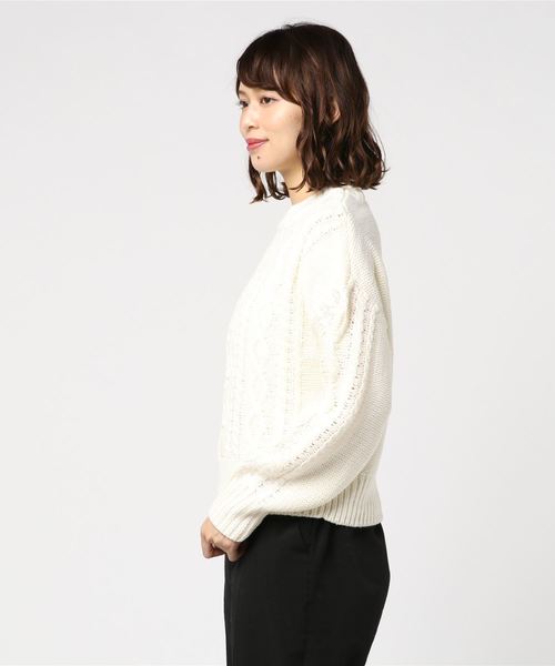 WEGO(ウィゴー)の「WEGO/【セットアップ対応商品】ケーブルセーター(ニット/セーター・レディース・パープル/アイボリー/マスタード/ワイン/ライトベージュ/ピンク/ライトブラウン/ブルー系その他/グリーン系その他・FREE)」の11枚目の写真