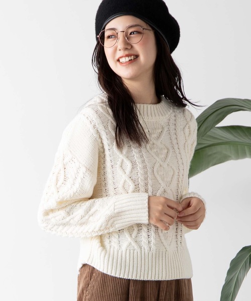 WEGO(ウィゴー)の「WEGO/【セットアップ対応商品】ケーブルセーター(ニット/セーター・レディース・パープル/アイボリー/マスタード/ワイン/ライトベージュ/ピンク/ライトブラウン/ブルー系その他/グリーン系その他・FREE)」の1枚目の写真