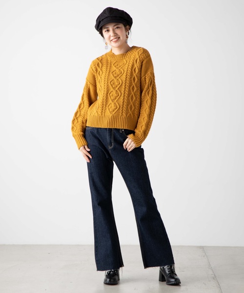 WEGO(ウィゴー)の「WEGO/【セットアップ対応商品】ケーブルセーター(ニット/セーター・レディース・パープル/アイボリー/マスタード/ワイン/ライトベージュ/ピンク/ライトブラウン/ブルー系その他/グリーン系その他・FREE)」の22枚目の写真