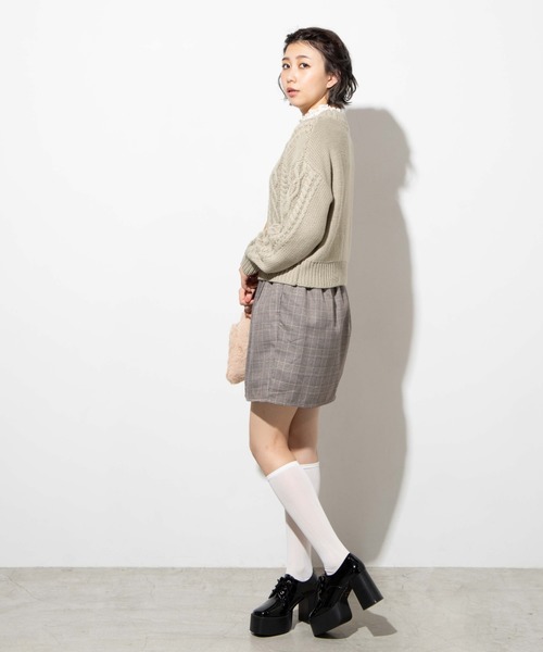 WEGO(ウィゴー)の「WEGO/【セットアップ対応商品】ケーブルセーター(ニット/セーター・レディース・パープル/アイボリー/マスタード/ワイン/ライトベージュ/ピンク/ライトブラウン/ブルー系その他/グリーン系その他・FREE)」の18枚目の写真