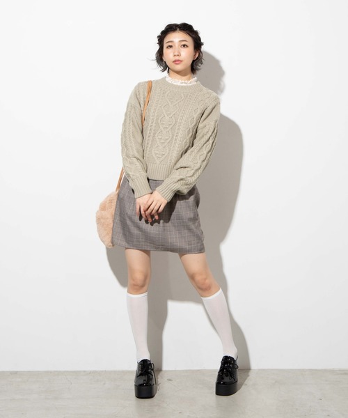 WEGO(ウィゴー)の「WEGO/【セットアップ対応商品】ケーブルセーター(ニット/セーター・レディース・パープル/アイボリー/マスタード/ワイン/ライトベージュ/ピンク/ライトブラウン/ブルー系その他/グリーン系その他・FREE)」の17枚目の写真