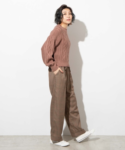 WEGO(ウィゴー)の「WEGO/【セットアップ対応商品】ケーブルセーター(ニット/セーター・レディース・パープル/アイボリー/マスタード/ワイン/ライトベージュ/ピンク/ライトブラウン/ブルー系その他/グリーン系その他・FREE)」の13枚目の写真