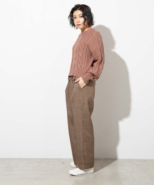 WEGO(ウィゴー)の「WEGO/【セットアップ対応商品】ケーブルセーター(ニット/セーター・レディース・パープル/アイボリー/マスタード/ワイン/ライトベージュ/ピンク/ライトブラウン/ブルー系その他/グリーン系その他・FREE)」の12枚目の写真