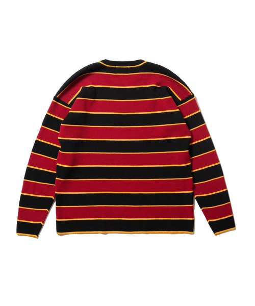 glamb（グラム）の「Oversize waffle border knit / オーバーサイズワッフルボーダーニット（ニット/セーター・メンズ・イエロー系その他/ホワイト×ネイビー/ブラック×レッド/ブラック×グリーン・1/2/0/4/3）」の13枚目の写真
