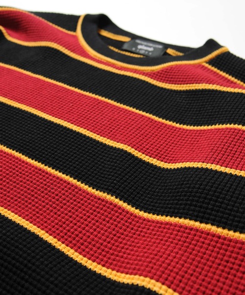 glamb（グラム）の「Oversize waffle border knit / オーバーサイズワッフルボーダーニット（ニット/セーター・メンズ・イエロー系その他/ホワイト×ネイビー/ブラック×レッド/ブラック×グリーン・1/2/0/4/3）」の14枚目の写真