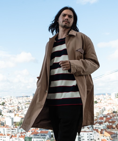ワッフルボーダーニット Oversize waffle border knit / オーバーサイズワッフルボーダーニット