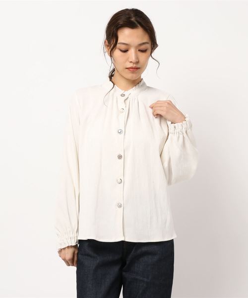 rps（アールピーエス）の「プチハイネック多釦コーデュロイブラウス（シャツ/ブラウス・レディース・オフホワイト/ピンク/ベージュ・M）」の6枚目の写真