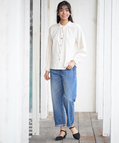 rps（アールピーエス）の「プチハイネック多釦コーデュロイブラウス（シャツ/ブラウス・レディース・オフホワイト/ピンク/ベージュ・M）」の10枚目の写真