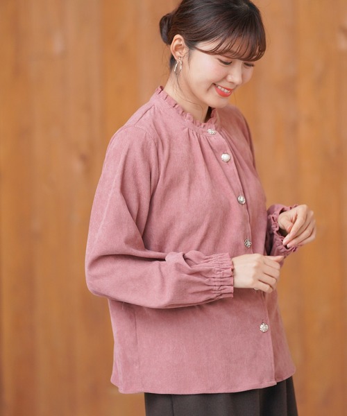 rps（アールピーエス）の「プチハイネック多釦コーデュロイブラウス（シャツ/ブラウス・レディース・オフホワイト/ピンク/ベージュ・M）」の8枚目の写真