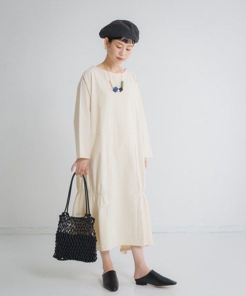 Libra Cue（リブラ キュー）の「Libra シャーリングティアードワンピース（ワンピース・レディース・アイボリー/ブラック/グリーン・FREE）」の9枚目の写真