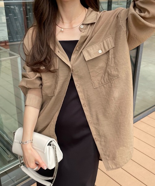 オーバーサイズ長袖シアーシャツ