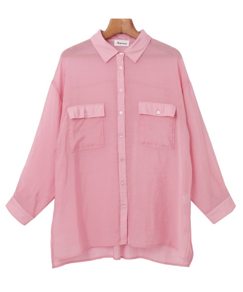 オーバーサイズ長袖シアーシャツ