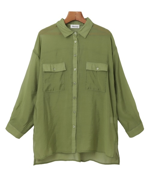 オーバーサイズ長袖シアーシャツ