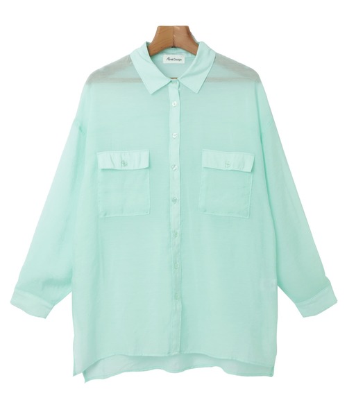 オーバーサイズ長袖シアーシャツ