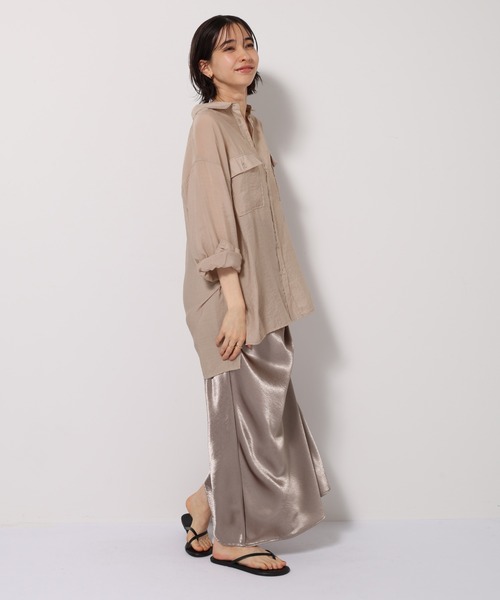 andme（アンドミー）の「オーバーサイズ長袖シアーシャツ（シャツ/ブラウス・レディース・ブラック/グレー系その他/ベージュ/ダークベージュ/アイボリー/グリーン/イエロー/ミント/ピンク/カーキ/カーキ系/ブルー・F(M)）」の18枚目の写真