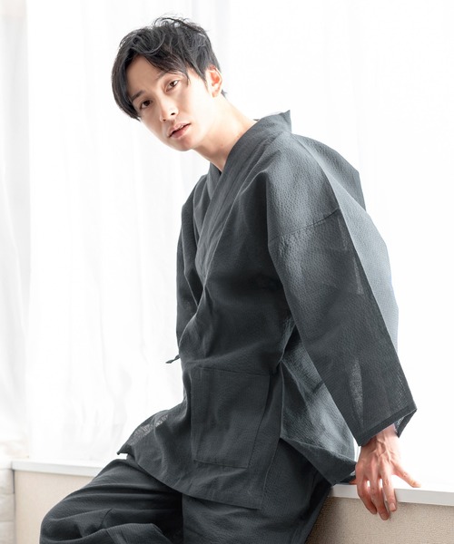 KYOETSU(キョウエツ)の「夏用しじら作務衣(着物・メンズ・ネイビー/ブラック/グレー/インディゴブルー・L/LL/M)」の3枚目の写真
