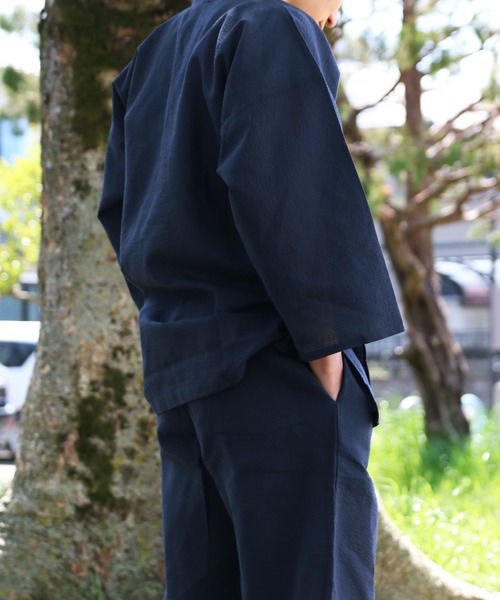 KYOETSU(キョウエツ)の「夏用しじら作務衣(着物・メンズ・ネイビー/ブラック/グレー/インディゴブルー・L/LL/M)」の6枚目の写真
