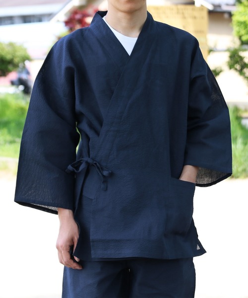 KYOETSU(キョウエツ)の「夏用しじら作務衣(着物・メンズ・ネイビー/ブラック/グレー/インディゴブルー・L/LL/M)」の8枚目の写真