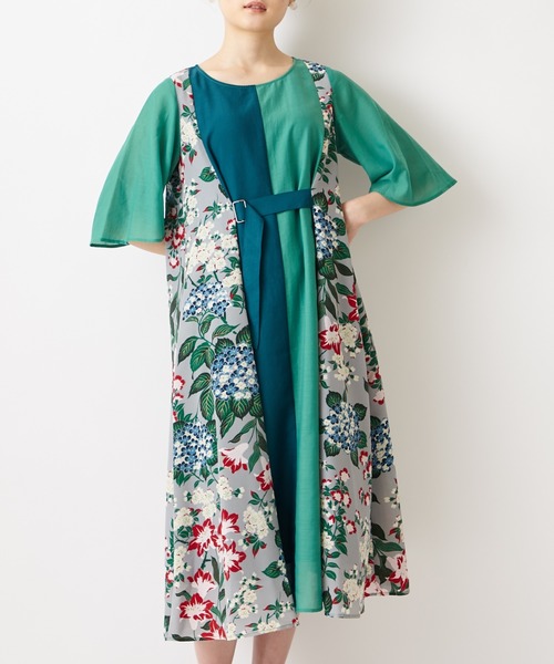 ビビデリボン セール ワンピース ワンピース ドレス 配色切り替えワンピース ワンピース ふりふ フリフ のファッション