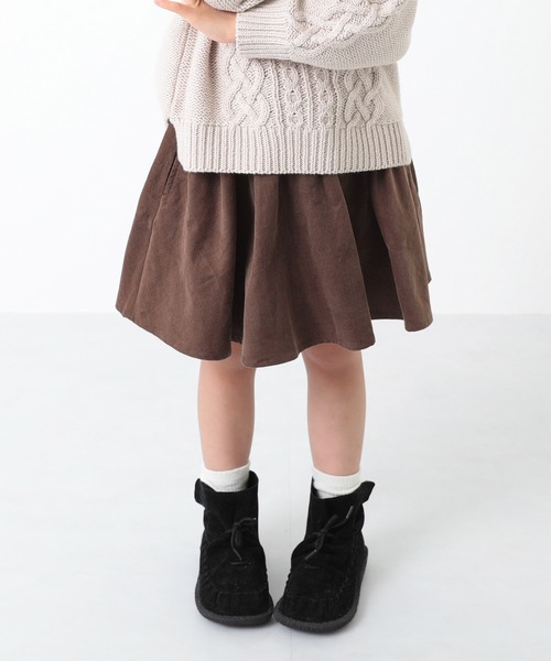 devirock（デビロック）の「ミニ丈ギャザースカッツ（スカート・キッズ・ホワイト/ダークベージュ/モカ/ベージュ/ブルー系その他2/ブルー系その他/グレー系その他/グレー系その他2・90cm/110cm/80ｃｍ/120cm/100cm/150cm/160cm/130cm/140cm/95cm）」の4枚目の写真
