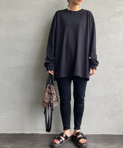 HANES（ヘインズ）の「[HANES/ヘインズ] BEEFY ビーフィーロングスリーブTシャツ（Tシャツ/カットソー・レディース・ヘザーグレー/ホワイト/ブラック・M/L/XL）」の18枚目の写真