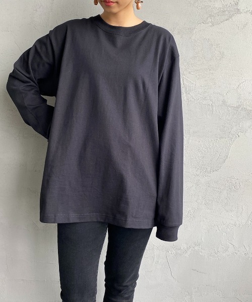 HANES（ヘインズ）の「[HANES/ヘインズ] BEEFY ビーフィーロングスリーブTシャツ（Tシャツ/カットソー・レディース・ヘザーグレー/ホワイト/ブラック・M/L/XL）」の10枚目の写真