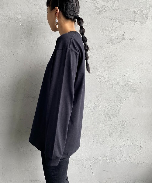 HANES（ヘインズ）の「[HANES/ヘインズ] BEEFY ビーフィーロングスリーブTシャツ（Tシャツ/カットソー・レディース・ヘザーグレー/ホワイト/ブラック・M/L/XL）」の8枚目の写真