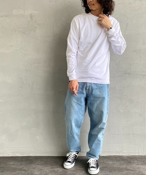 HANES（ヘインズ）の「[HANES/ヘインズ] BEEFY ビーフィーロングスリーブTシャツ（Tシャツ/カットソー・レディース・ヘザーグレー/ホワイト/ブラック・M/L/XL）」の4枚目の写真