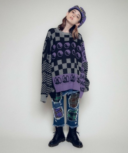 Candy Stripper(キャンディストリッパー)の「BACK SLIDE ニット(ニット/セーター・レディース・グレー/ブルー/ピンク・2)」の7枚目の写真