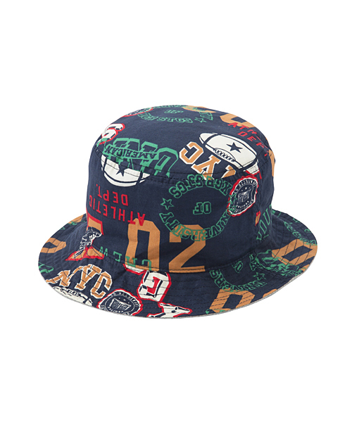 X-girl Stages（エックスガールステージス）の「REVERSIBLE HAT "COLLEGE PATTERN"（ハット・キッズ・ベージュ/ネイビー・SMALL/MEDIUM）」の8枚目の写真