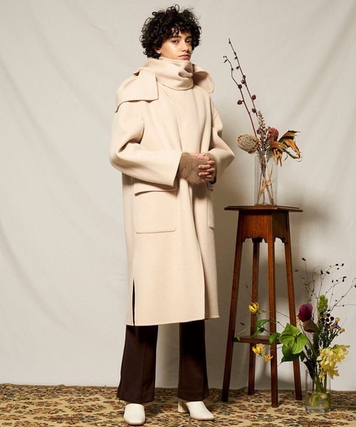 メゾンスペシャル　ウールコート　イエロー　マフラー付き　ロングコート　アウター MAISON SPECIAL コート チェスターコート Mohair Shaggy Long