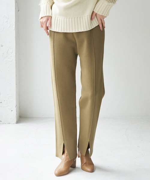 ROPE' PICNIC（ロペピクニック）の「【セットアップ対応】センタースリットニットパンツ（その他パンツ・レディース・ブラック/ベージュ/ブラウン/オリーブ・38）」の4枚目の写真