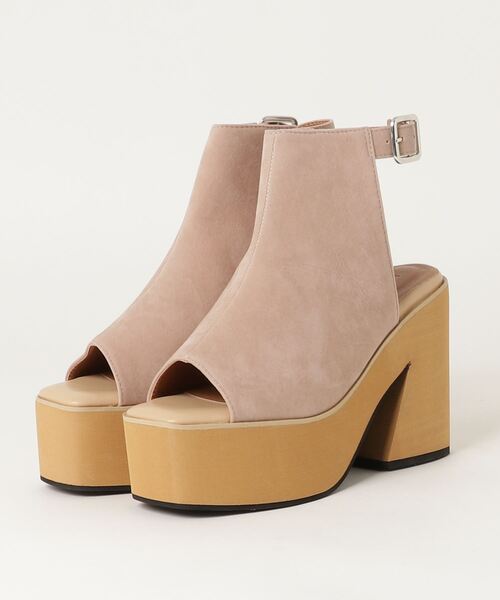 chumchum（チャムチャム）の「オープントゥーブーティー（フレアーヒール）（ブーツ・レディース・ブラック/ダークブラウン/ベージュ・LL/S/M/L）」の3枚目の写真