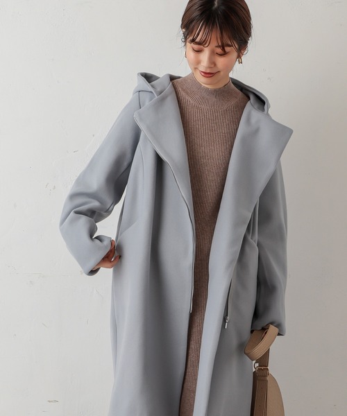 natural couture（ナチュラルクチュール）の「お上品フードジップコート（その他アウター・レディース・アイボリー/モカ/ネイビー/サックスブルー・FREE）」の4枚目の写真