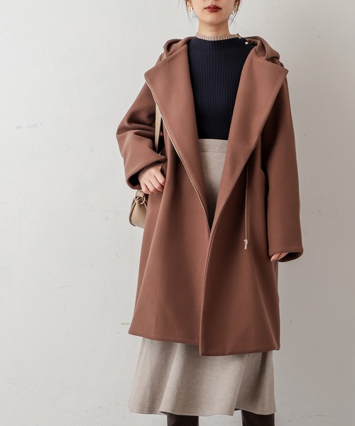 natural couture（ナチュラルクチュール）の「お上品フードジップコート（その他アウター・レディース・アイボリー/モカ/ネイビー/サックスブルー・FREE）」の16枚目の写真