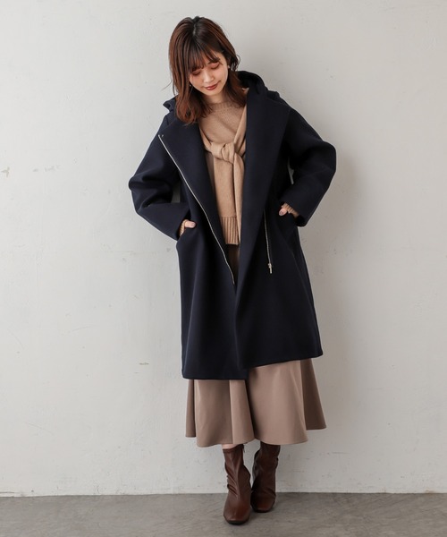 natural couture（ナチュラルクチュール）の「お上品フードジップコート（その他アウター・レディース・アイボリー/モカ/ネイビー/サックスブルー・FREE）」の20枚目の写真